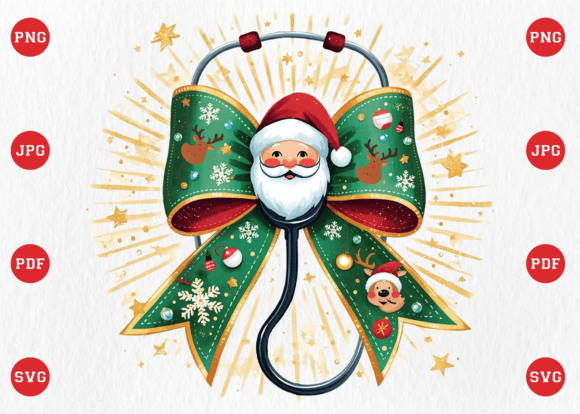 Christmas Nurse Bow Stethoscope SVG