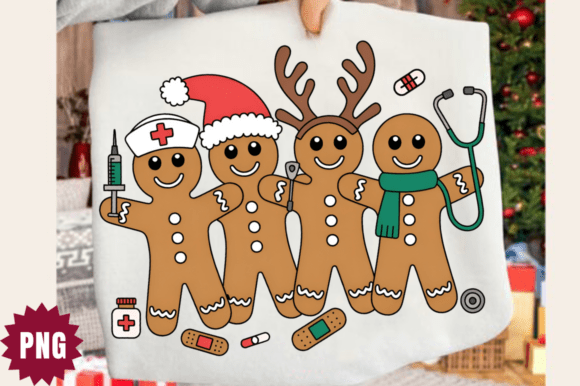 Cute Christmas Nurse Gingerbread PNG De