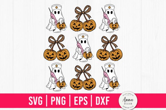 Halloween Ghost Nurse Pumpkin Cherry SVG