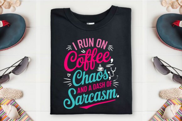 Nurse T-shirt Design Coffee and Sarcasm