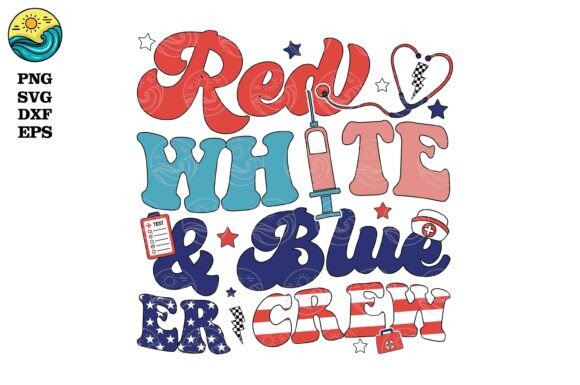 Red White Blue ER Nurse Crew PNG SVG