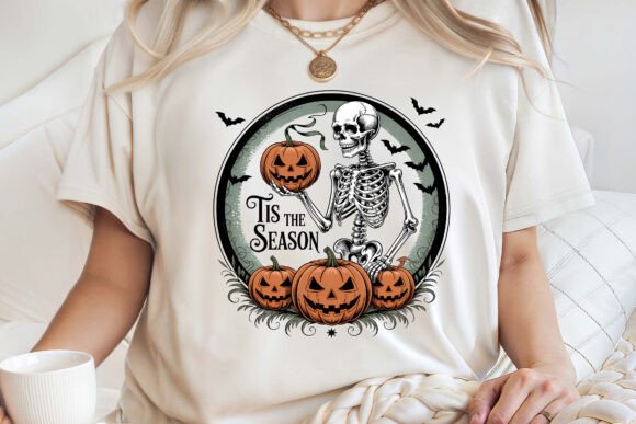 Retro Tis the Season Skeleton Halloween