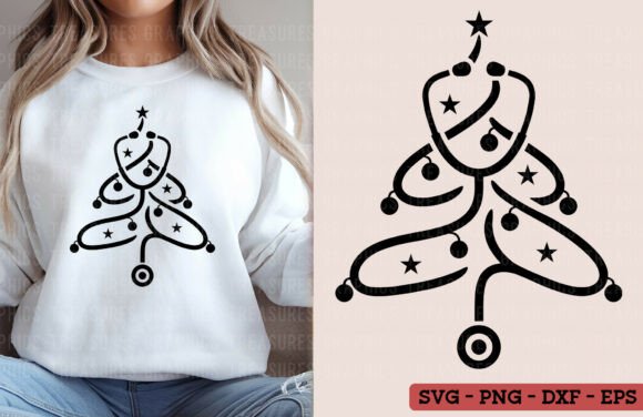Stethoscope Christmas Tree SVG PNG Nurse